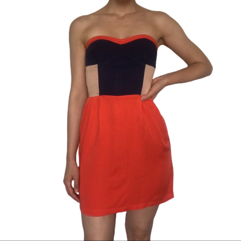 Colorful strapless corset style mini summer dress